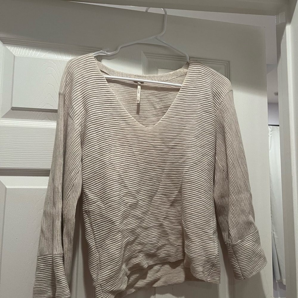 Free People Cream Striped Sweater
